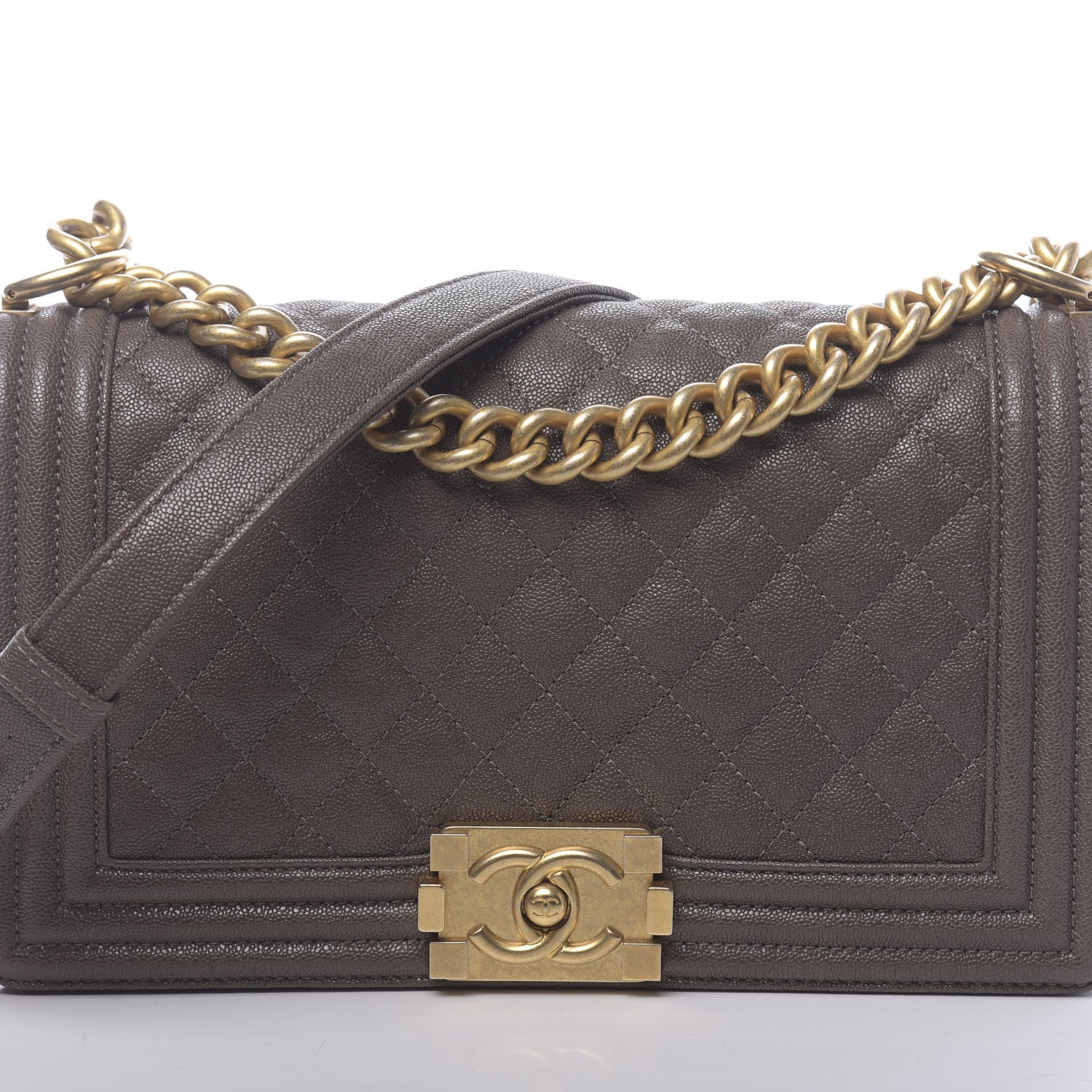 Chanel Caviar Quilted Medium Boy Flap Khaki 8 of 11