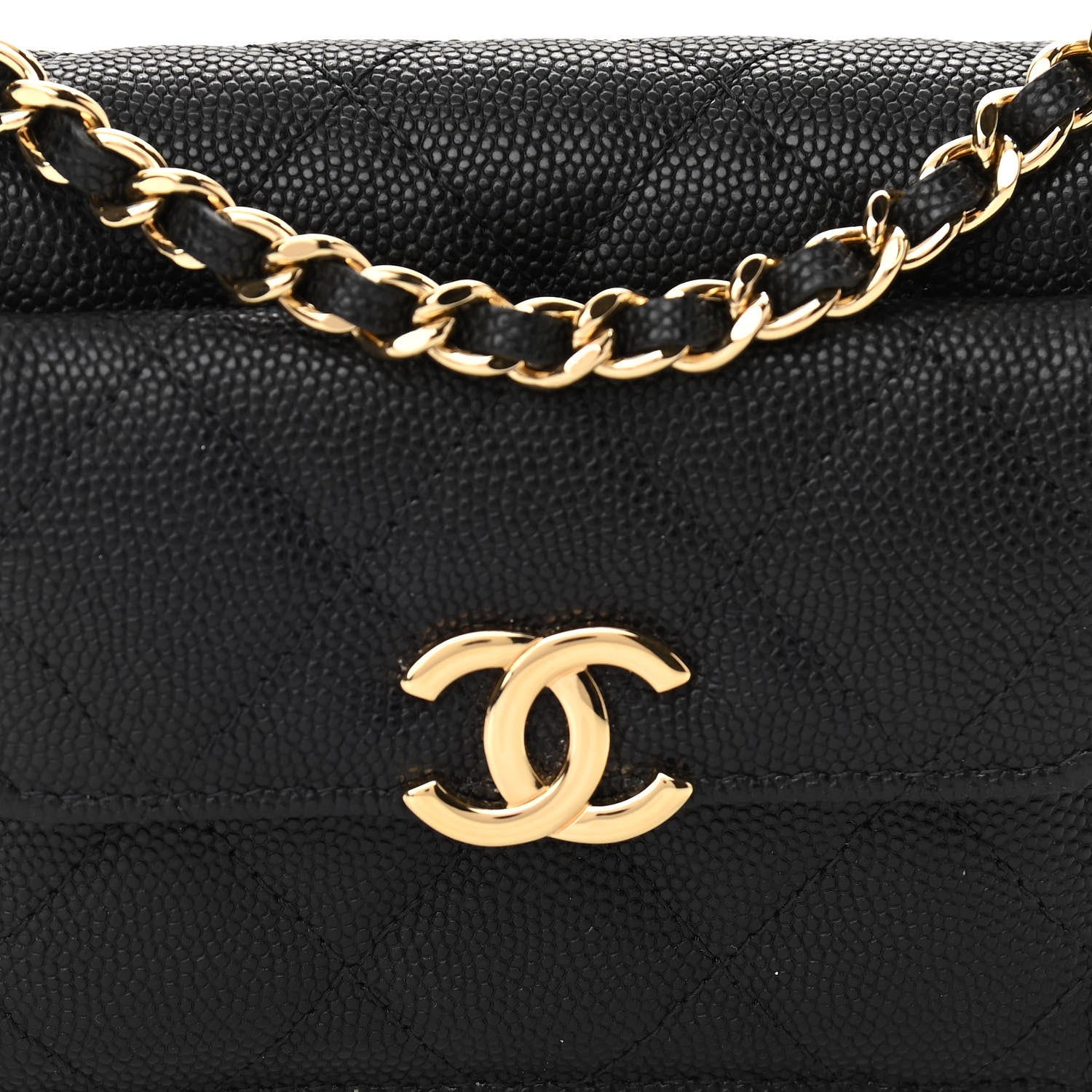 Chanel Caviar Quilted Pocket Twins Clutch With Chain Black 9 of 12