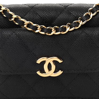 Chanel Caviar Quilted Pocket Twins Clutch With Chain Black 9 of 12