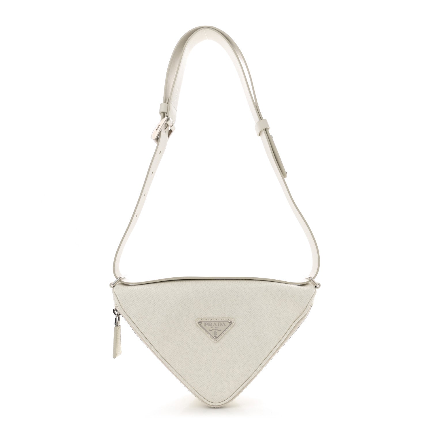 Prada Saffiano Triangle Shoulder Belt Bag White 1 of 9