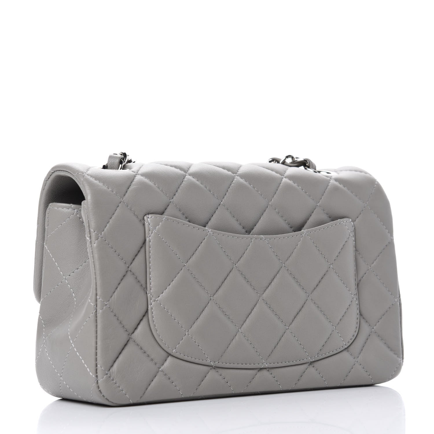 Chanel Lambskin Quilted Mini Rectangular Flap Grey 3 of 10