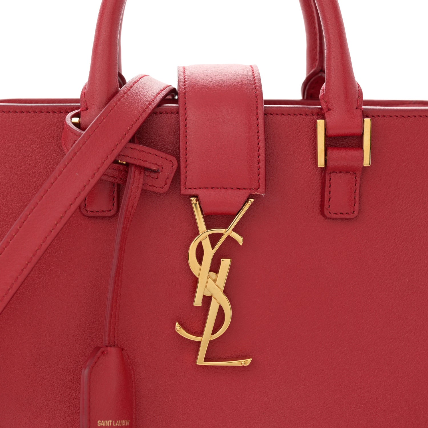 Saint Laurent Calfskin Baby Monogram Cabas Red 8 of 14