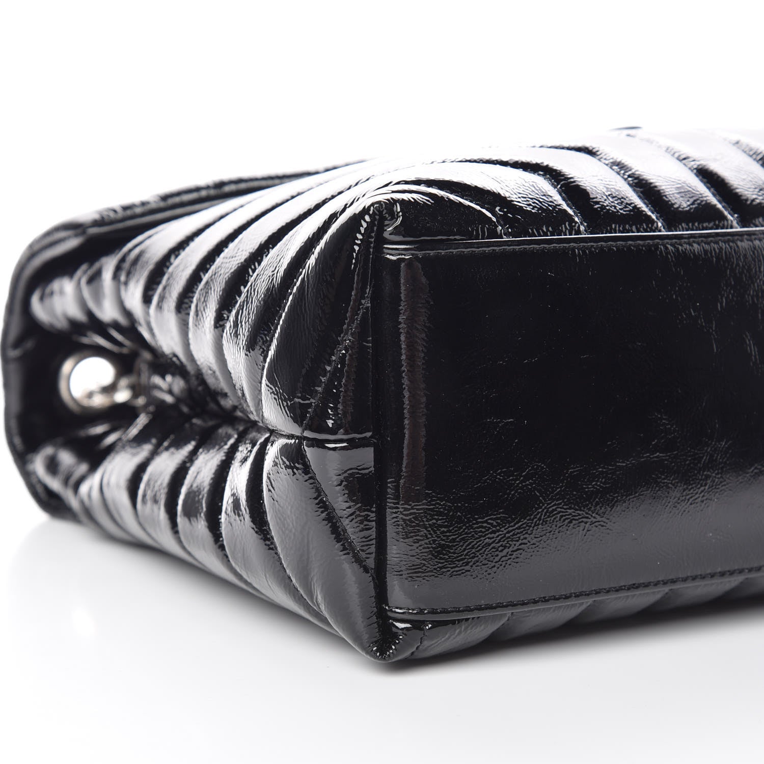 Saint Laurent Patent Y Quilted Monogram Medium Loulou Chain Satchel Black 9 of 11