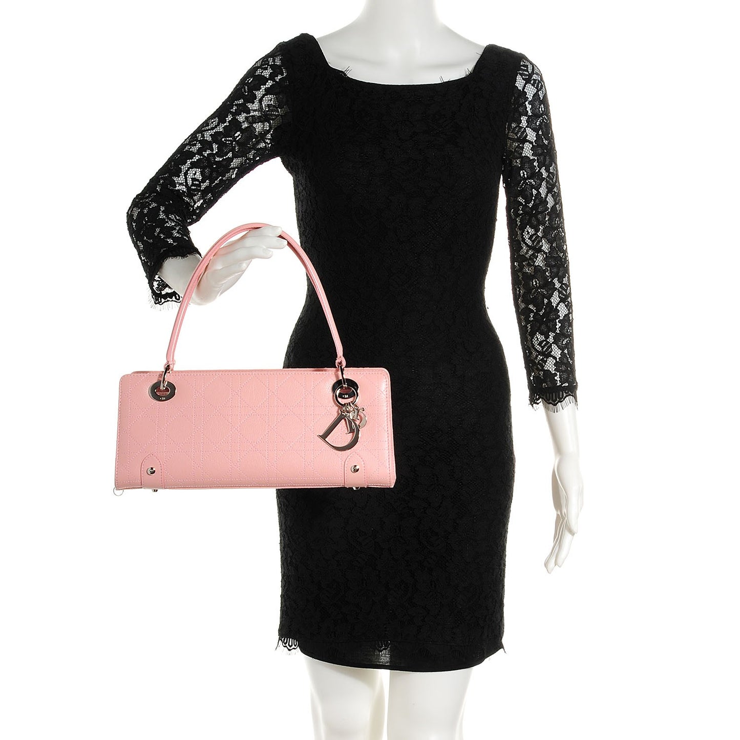 Calfskin Cannage Studded East West Lady Dior Rose Clair