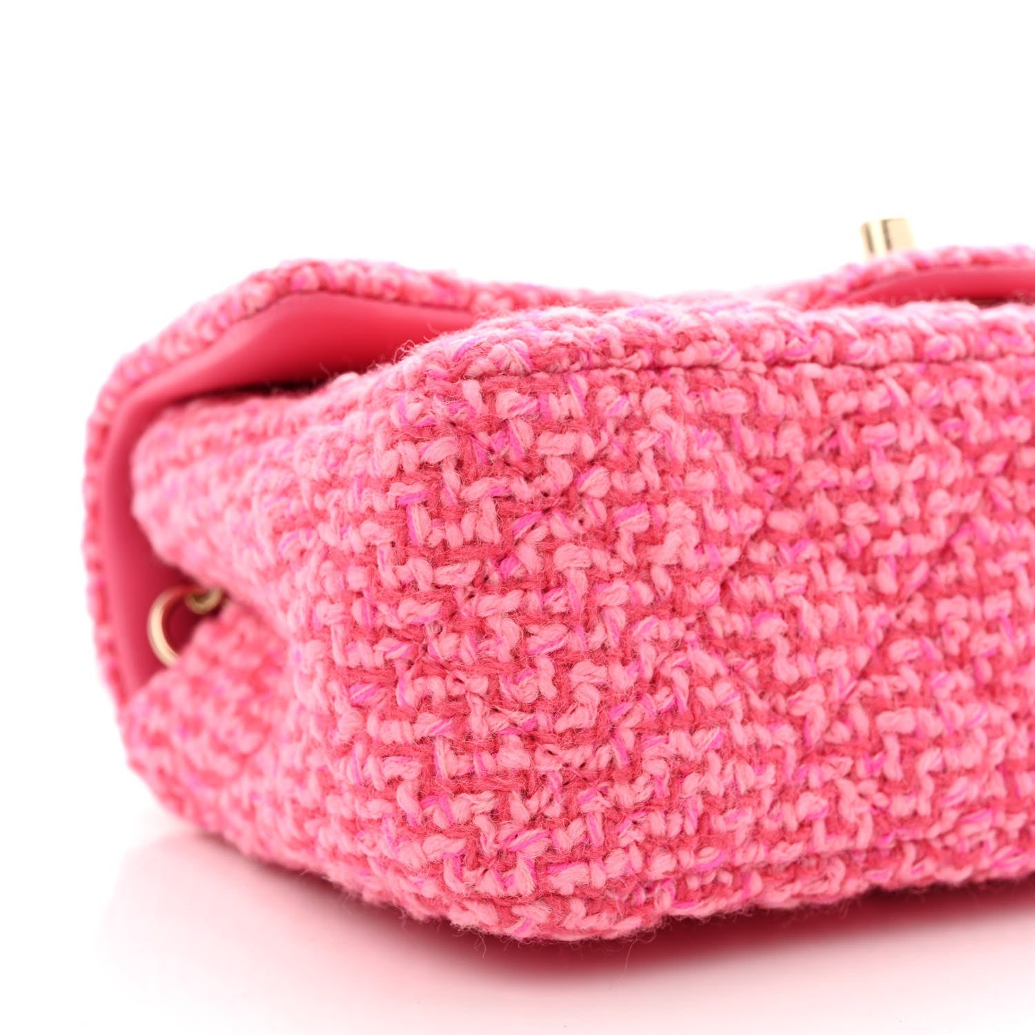 Chanel Wool Tweed Quilted Mini Rectangular Flap Dark Pink Fuchsia 9 of 10