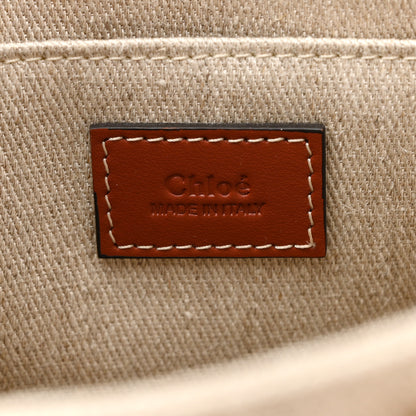 Chloe Linen Calfskin Large Woody Ribbon Tote White Brown 6 of 12