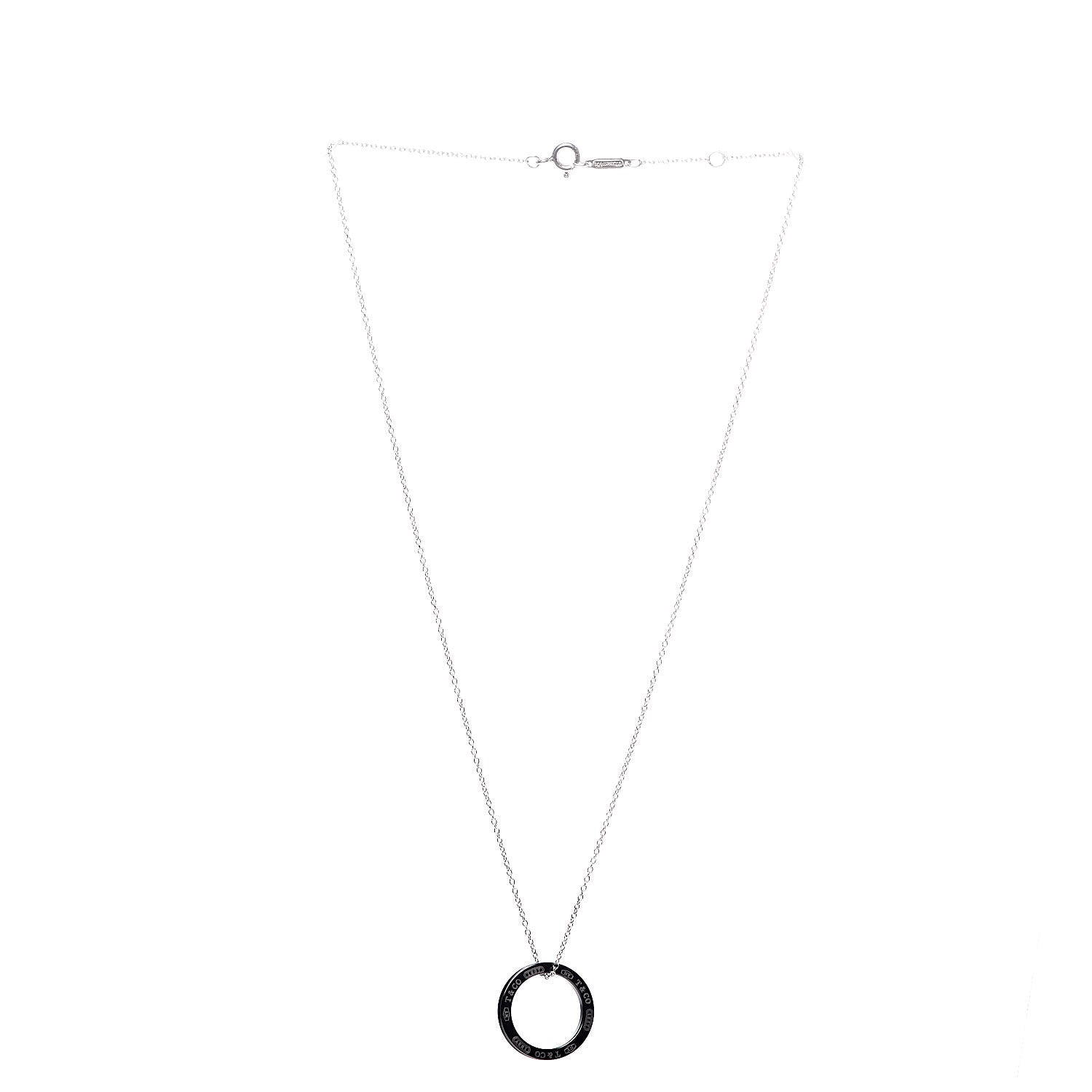 Tiffany Sterling Silver Titanium 1837 Circle Pendant Necklace 3 of 7