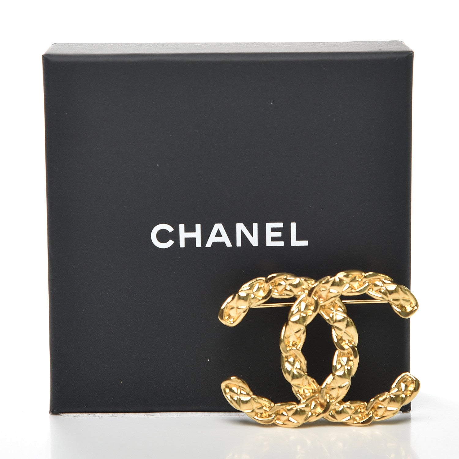 Chanel Quilted CC Brooch Gold 5 of 5