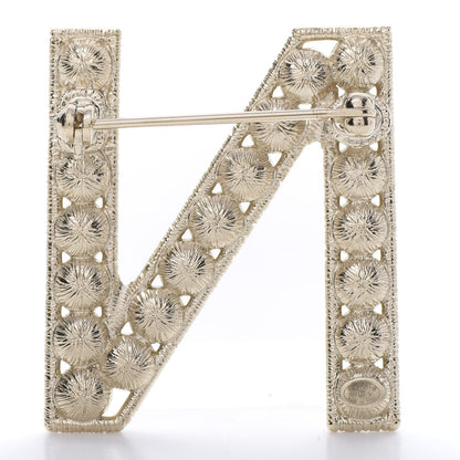Chanel Crystal Cha-Nel Logo Brooch Set Gold 7 of 11