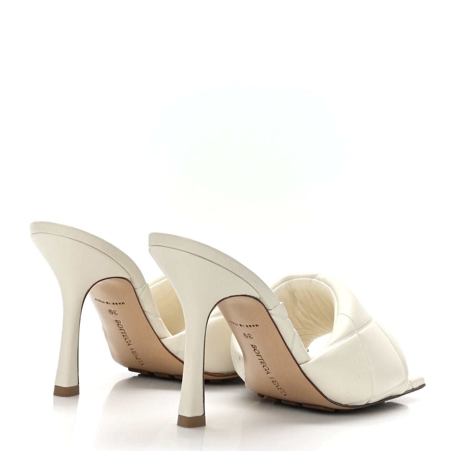 Nappa Quilted Rubber Lido Mule Sandals 39 Sea Salt