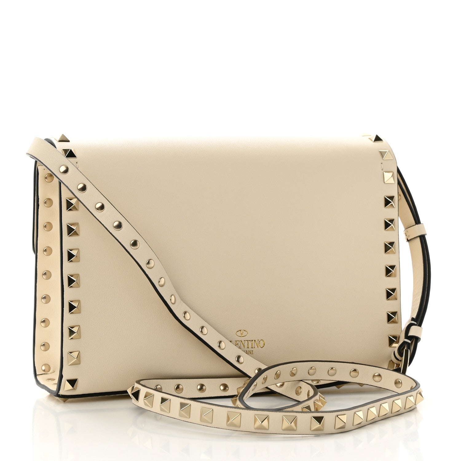 Valentino Garavani Vitello Medium Rockstud Flip Lock Crossbody Bag Light Ivory 3 of 9
