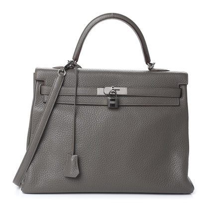 Hermes Taurillon Clemence Kelly Retourne 35 Etain 1 of 9