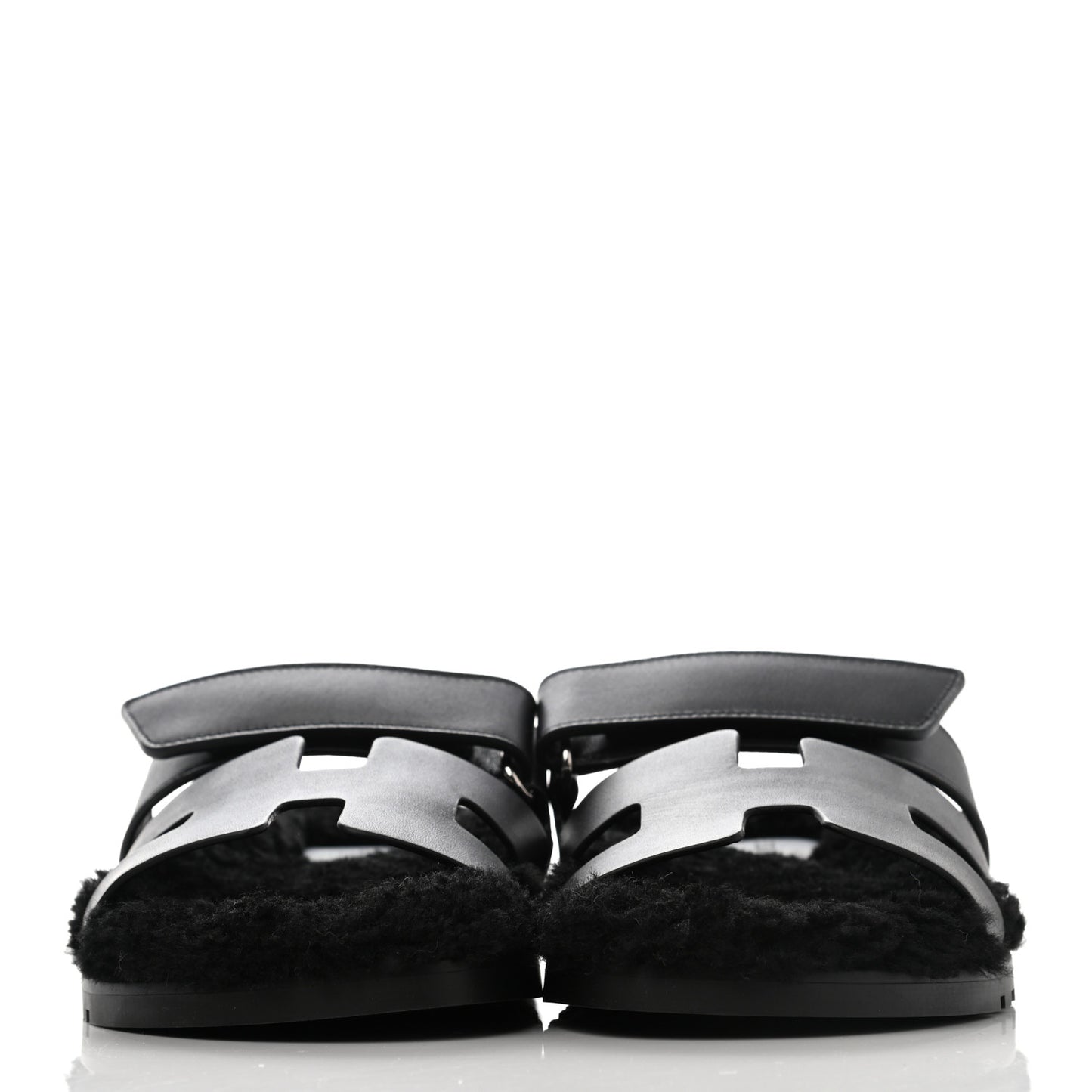 Calfskin Woolskin Womens Chypre Sandals 38.5 Black