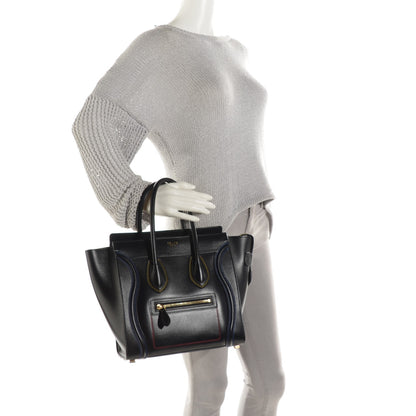Celine Smooth Calfskin Multicolor Double Stitching Micro Luggage Black 2 of 8