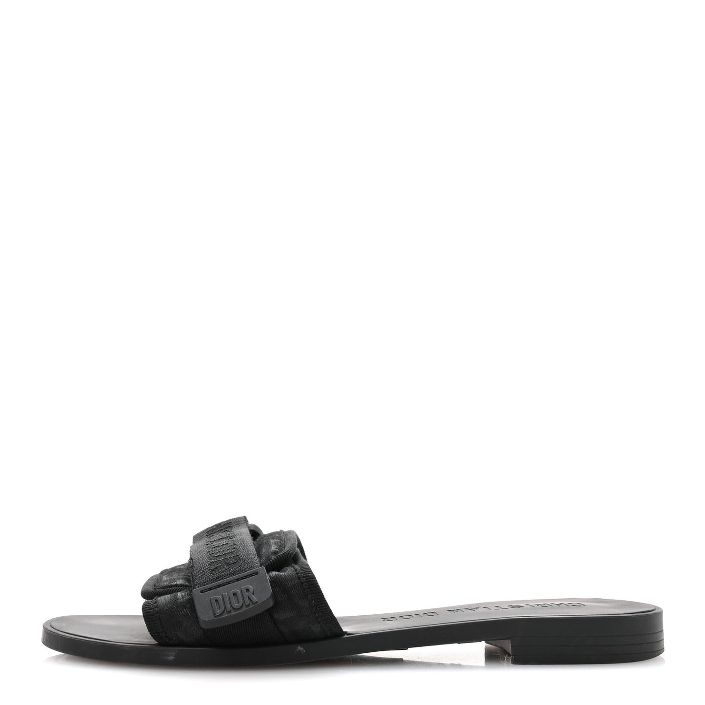 Shiny Technical Fabric Oblique Dio(r)evolution Slide Sandals 39 Black