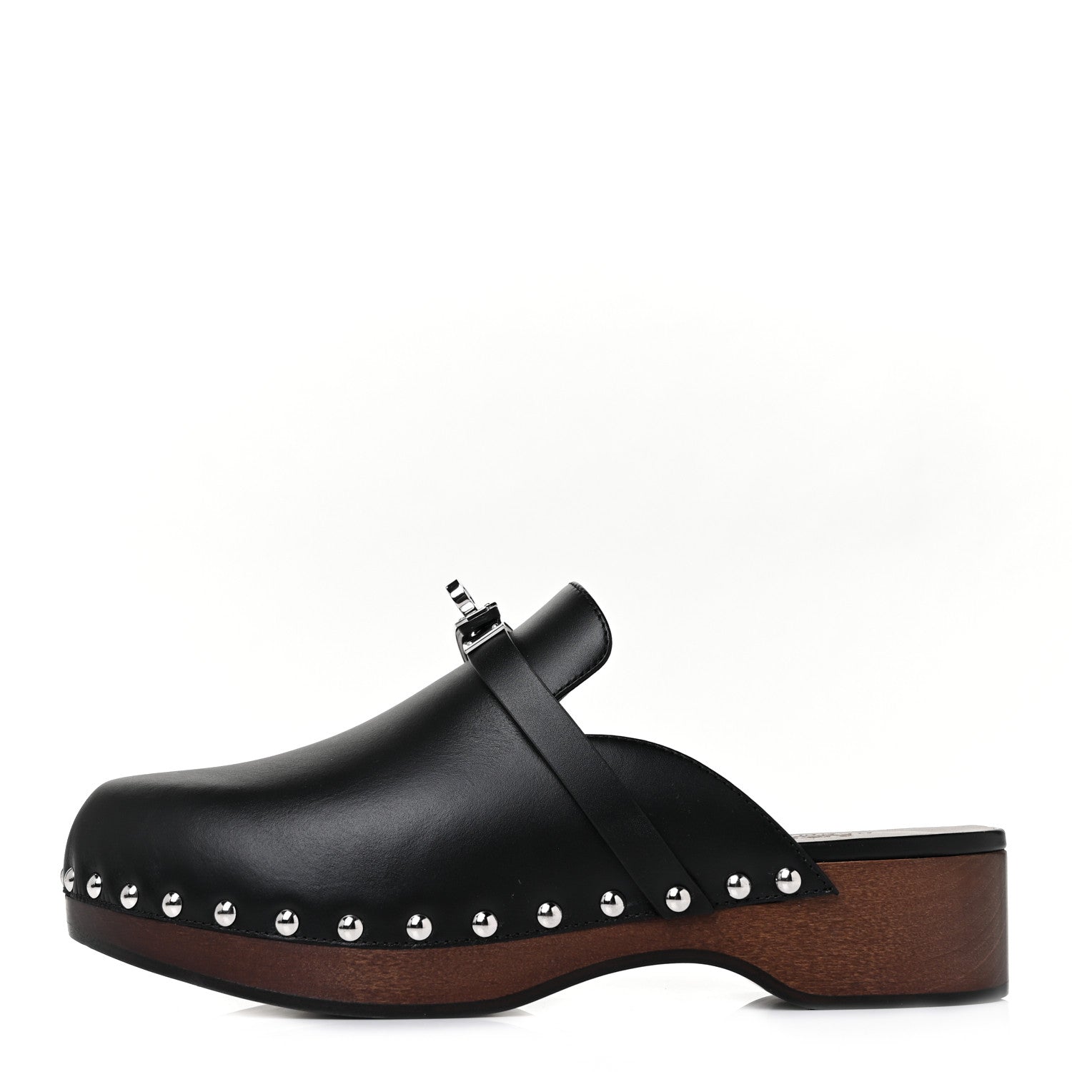 Hermes Calfskin Carlotta Mules 37 Black 1 of 8