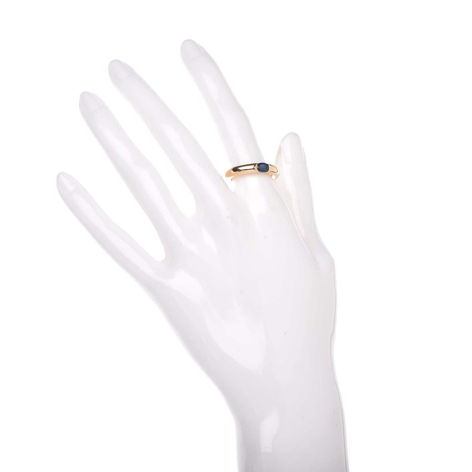 Cartier 18K Yellow Gold Blue Sapphire Ellipse Oval Cut Ring 51 5.75 2 of 6