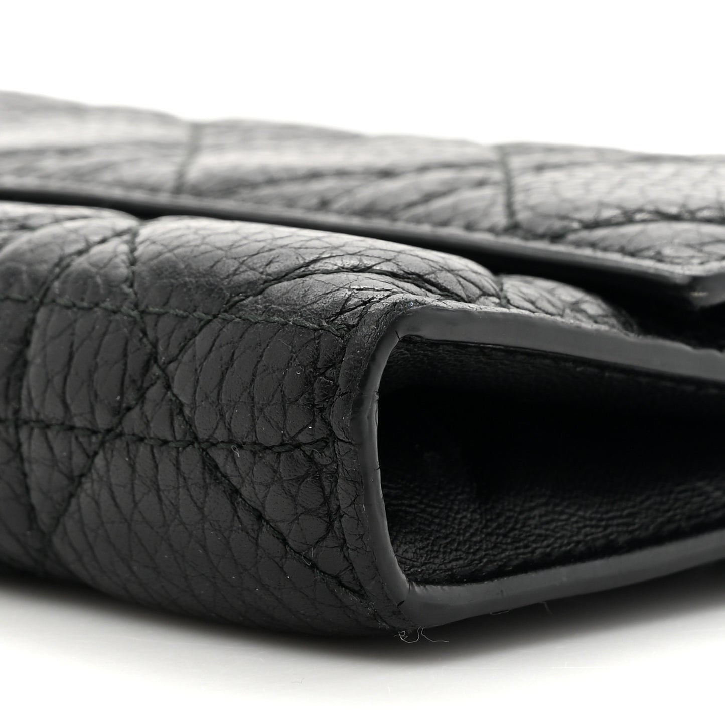 Grained Calfskin Cannage Lady Dior Rendezvous Chain Wallet Black