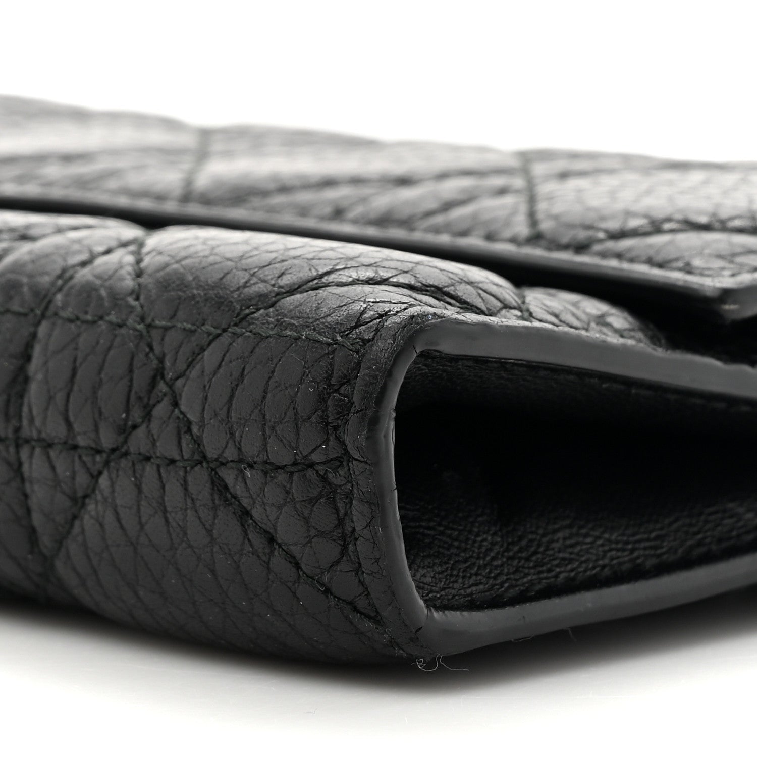 Christian Dior Grained Calfskin Cannage Lady Dior Rendezvous Chain Wallet Black 9 of 15