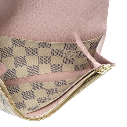 Louis Vuitton Damier Azur Emilie Wallet Rose Ballerine 5 of 8
