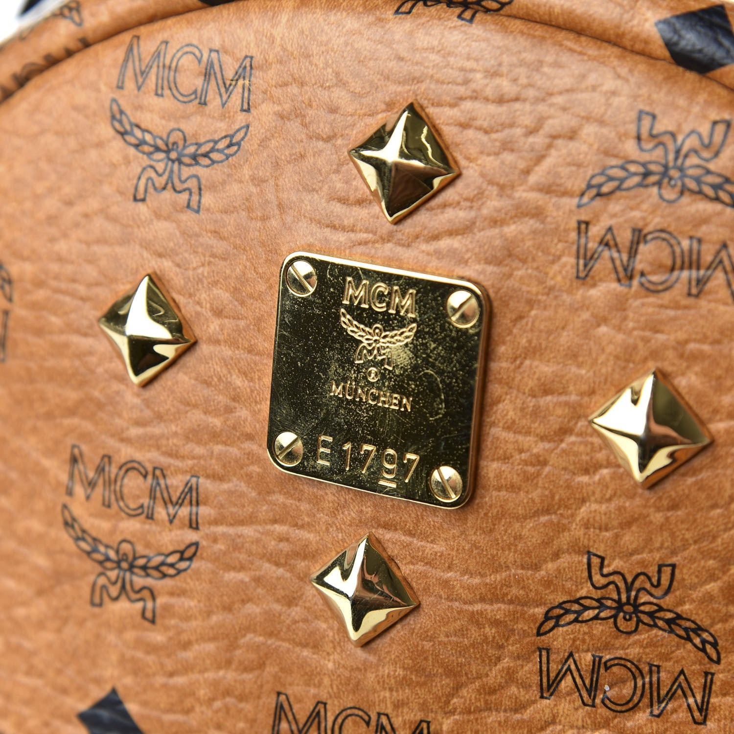 MCM Visetos Studded Medium Stark M Backpack Cognac 8 of 8