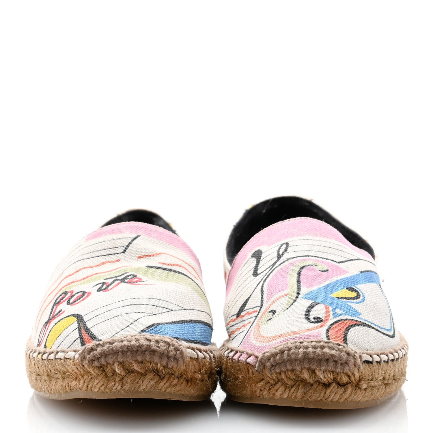 Saint Laurent Canvas Love Print Elba Logo Embroidered Espadrilles 38 Multicolor 2 of 11