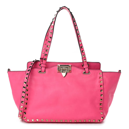 Valentino Garavani Vitello Small Rockstud Tote Fuxia Fluo 1 of 6