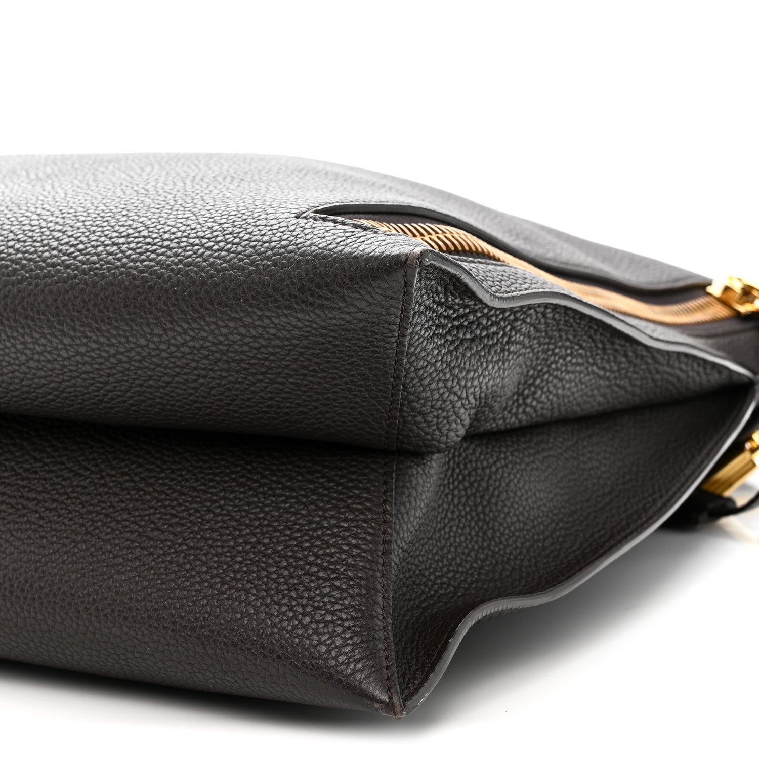 Tom Ford Pebbled Calfskin Large Alix Padlock Zip Hobo Bag Dark Brown 11 of 13