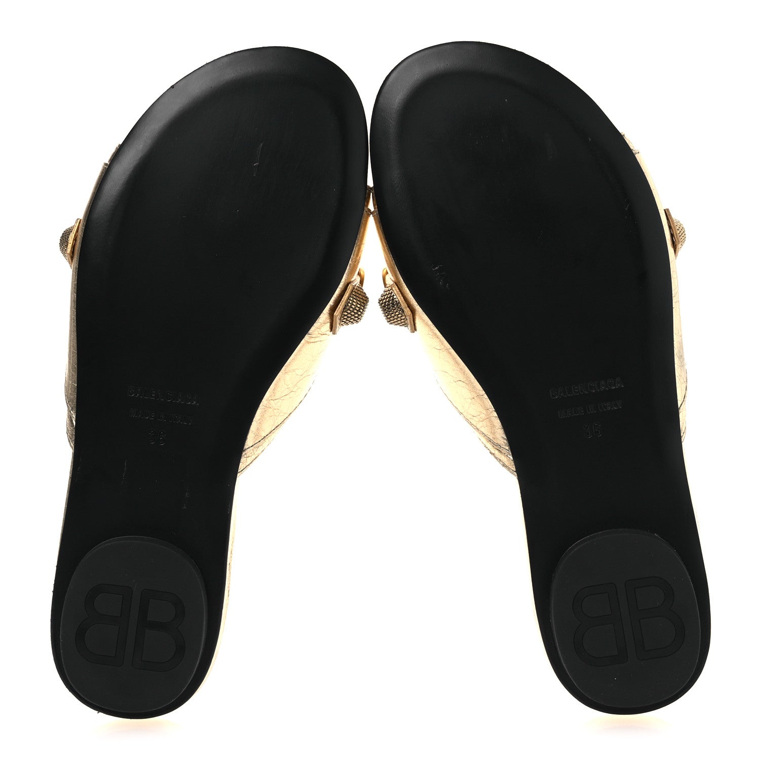 Balenciaga Metallic Arena Cagole Flat Slide Sandals 36 Gold 7 of 11