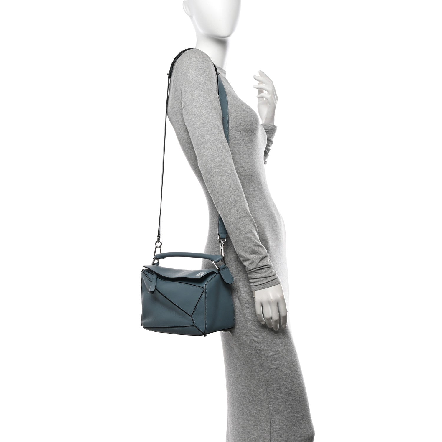 Loewe Calfskin Small Puzzle Bag Stone Blue 2 of 10