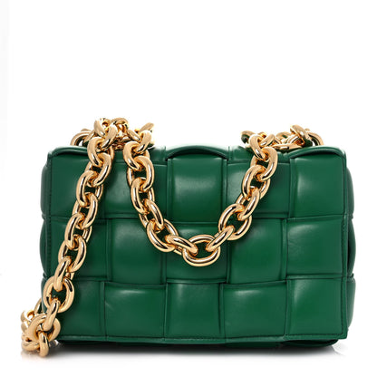 Bottega Veneta Lambskin Maxi Intreccio Padded Chain Cassette Crossbody Bag Racing Green 1 of 13