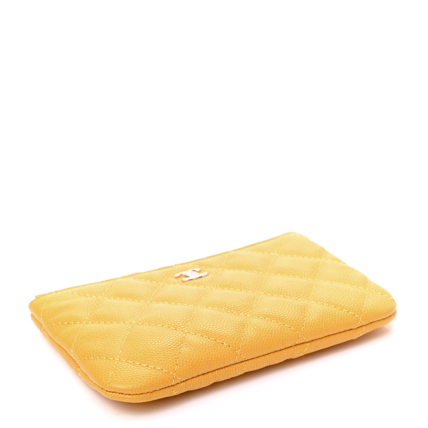 Caviar Quilted Small Cosmetic Case Yellow