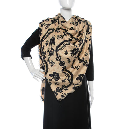 Louis Vuitton Silk Wool Monogram Flower Scarf Dune 2 of 5