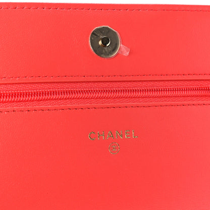 Chanel Lambskin Quilted Wallet On Chain WOC Orange 6 of 11