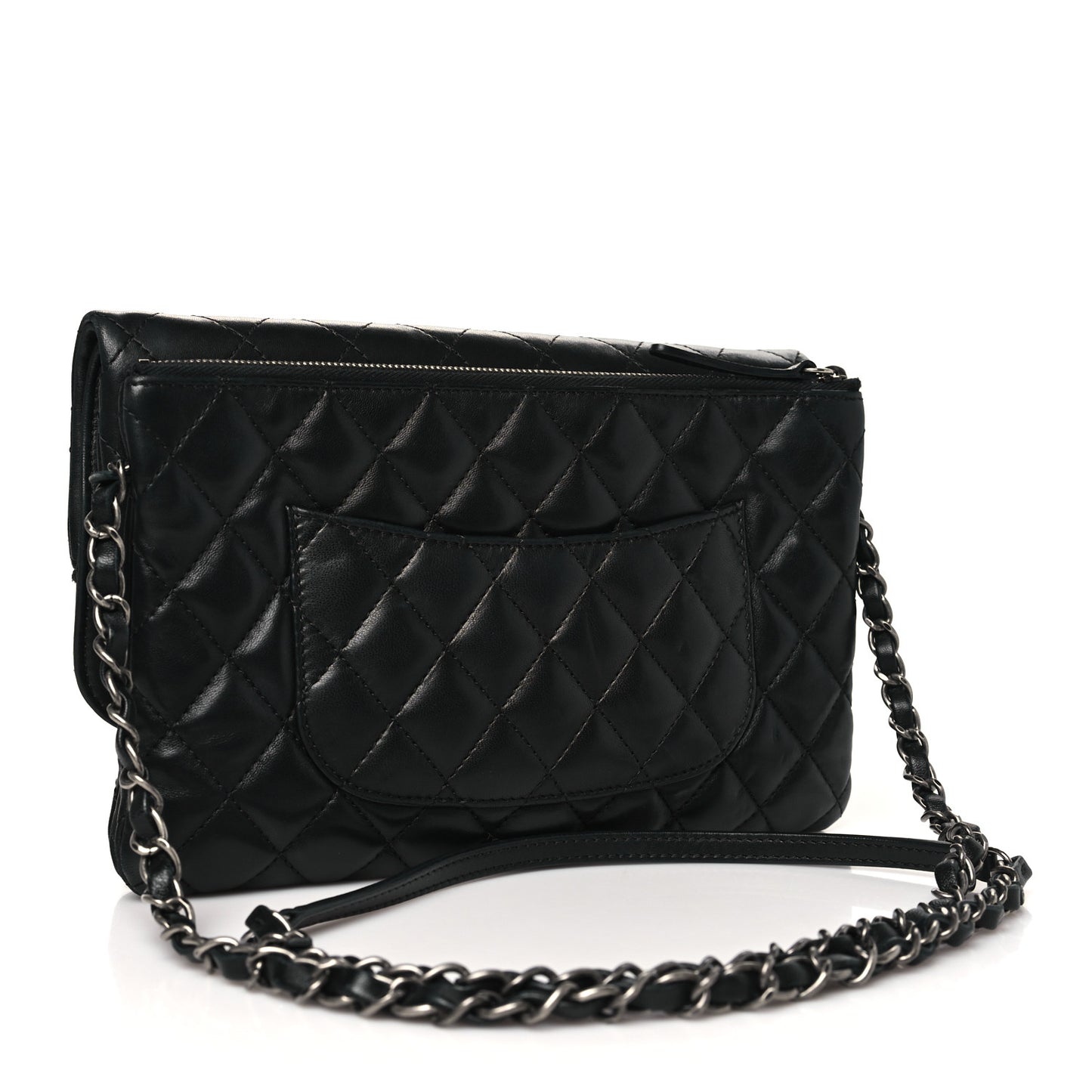 Lambskin Quilted Mini Multi Flap Bag Black