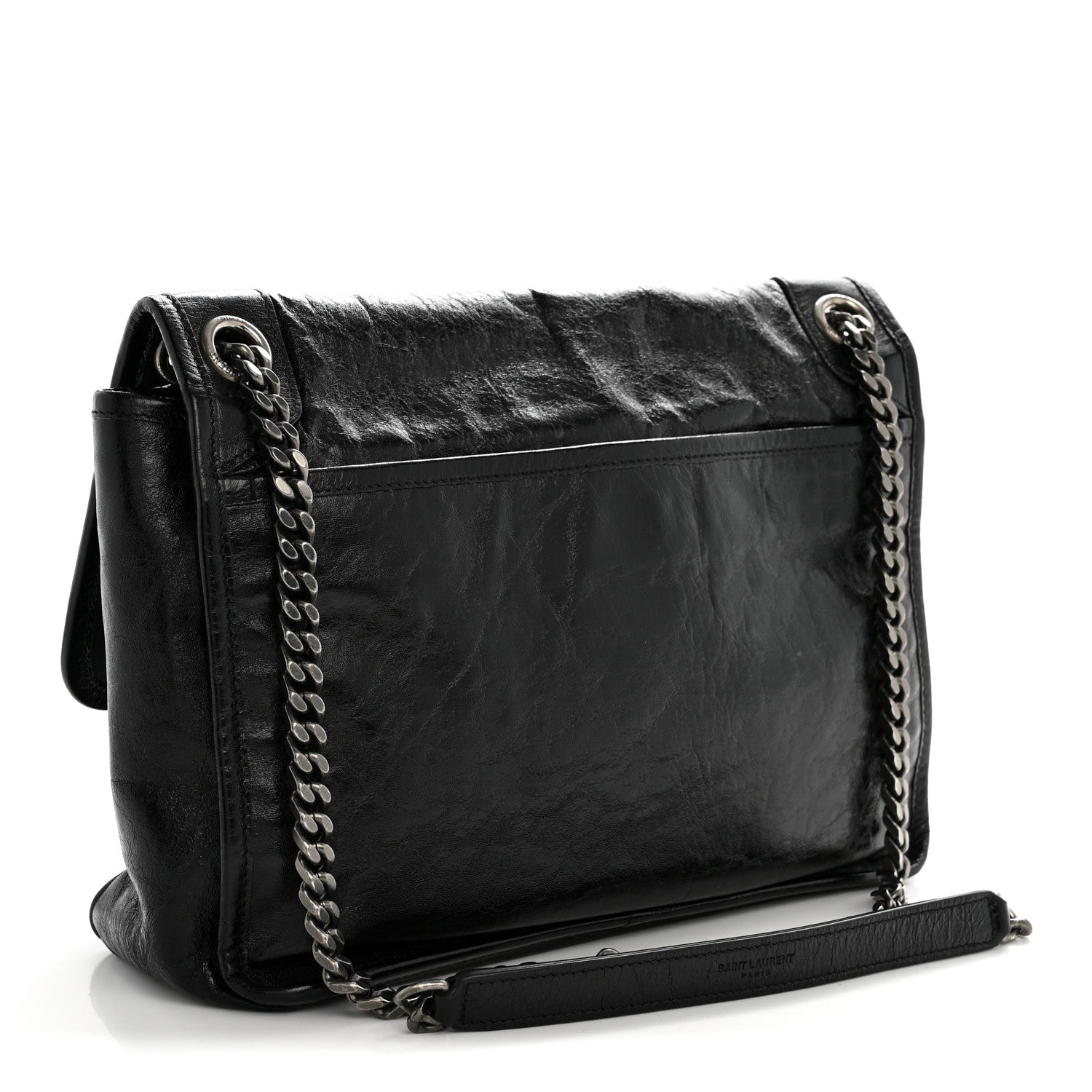 Saint Laurent Crinkled Calfskin Monogram Medium Niki Chain Satchel Black 3 of 13
