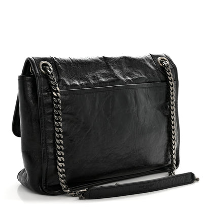Saint Laurent Crinkled Calfskin Monogram Medium Niki Chain Satchel Black 3 of 13