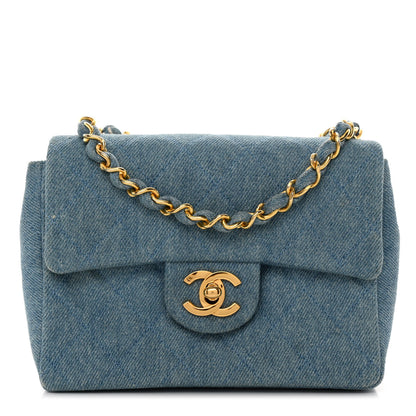 Chanel Denim Quilted Mini Square Flap Blue 1 of 10