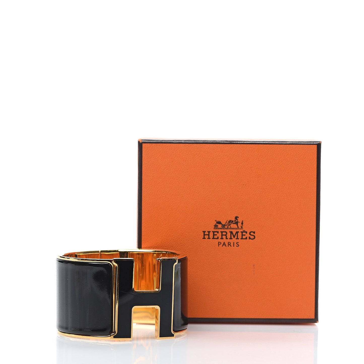 Enamel Extra Wide Clic Clac H Bracelet PM Black