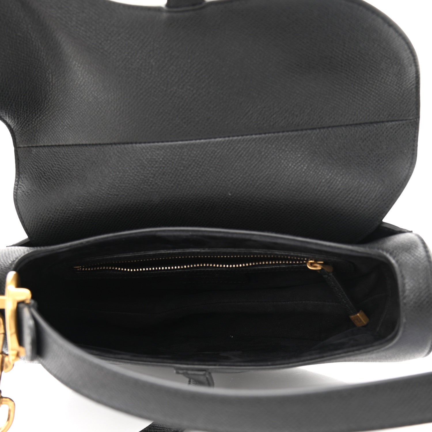 Christian Dior Grained Calfskin Mini Saddle Bag With Strap Black 5 of 10