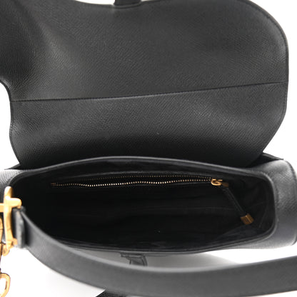 Christian Dior Grained Calfskin Mini Saddle Bag With Strap Black 5 of 10