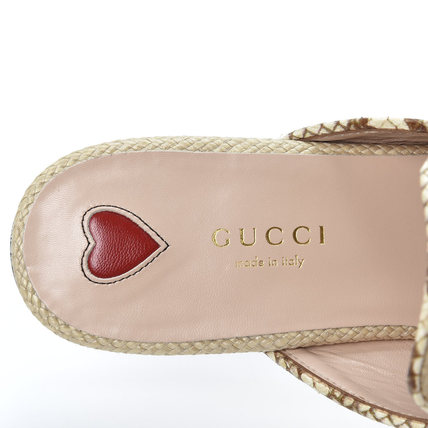 Gucci Straw Elaphe Womens Princetown Slippers 38 Natural Cream Brown 7 of 10