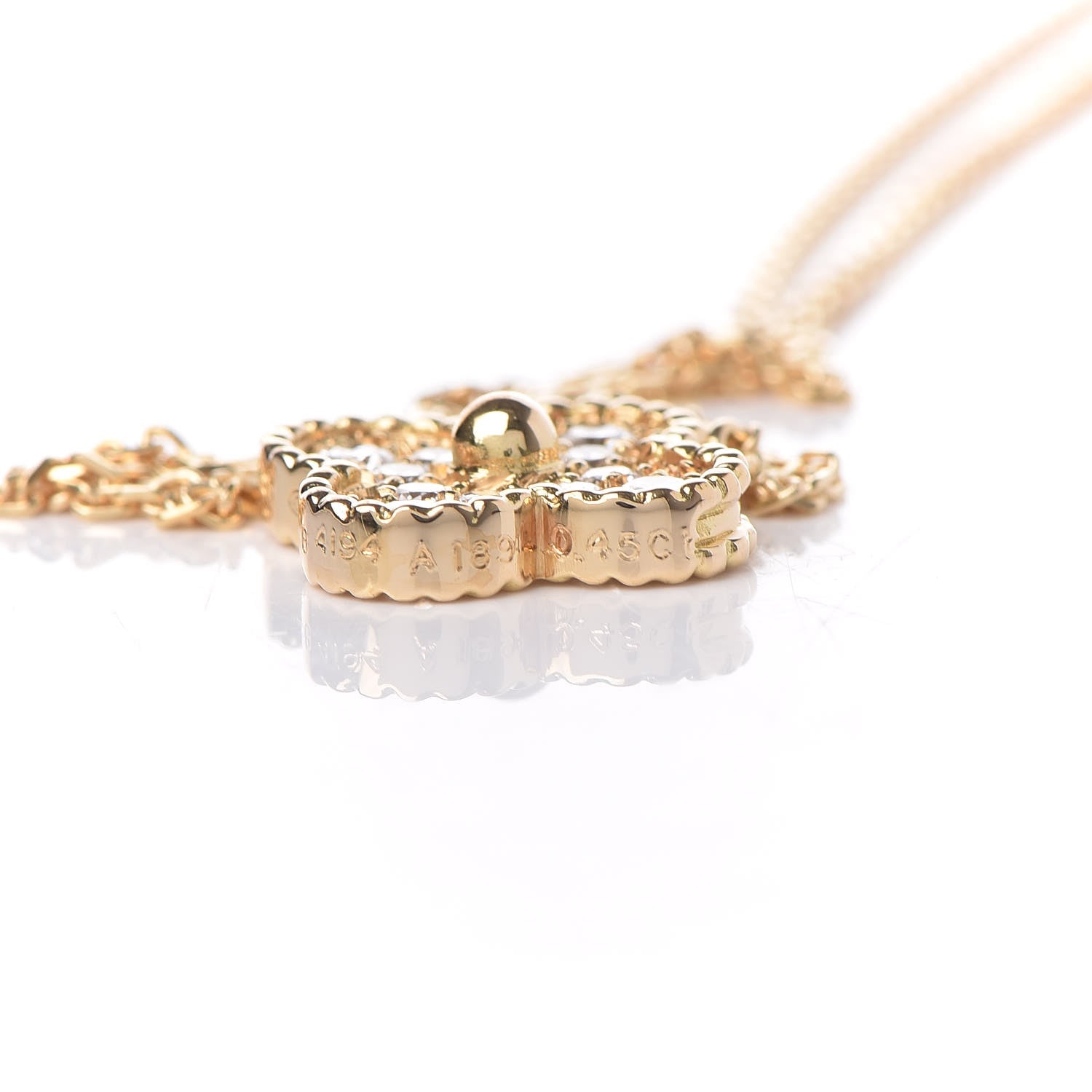 Van Cleef & Arpels 18K Yellow Gold Diamond Vintage Alhambra Pendant Necklace 7 of 9