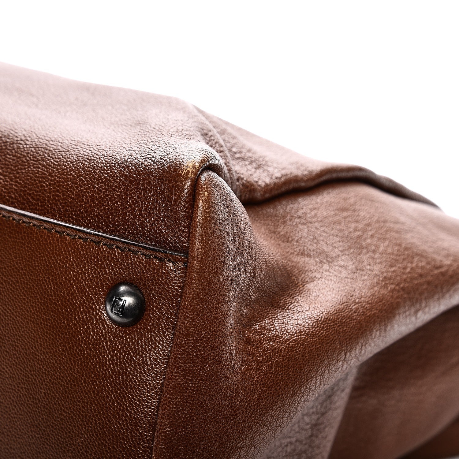 Fendi Goatskin Zucca Large Peekaboo Iconic Satchel Cuoio Tobacco Moro 11 of 16