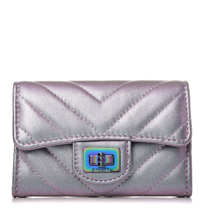 Chanel Iridescent Lambskin Chevron Quilted Reissue Card Holder Light Purple 1 of 9