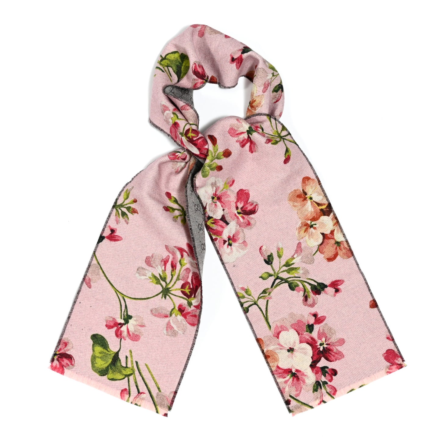 Wool GG Monogram Miniorophin Scarf Shell Pink