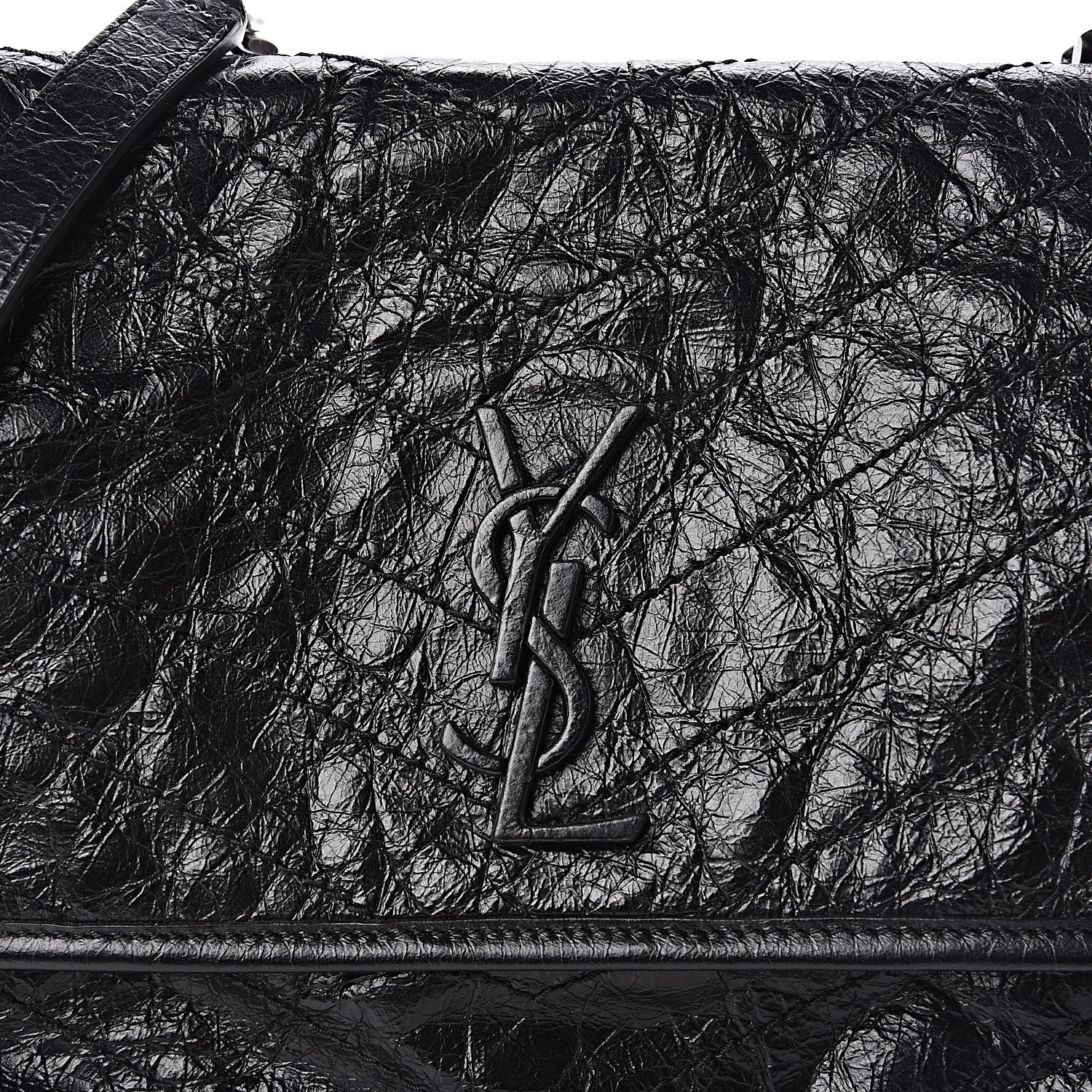 Saint Laurent Crinkled Calfskin Matelasse Monogram Medium Niki Chain Satchel Black 10 of 10