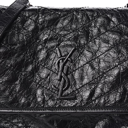 Saint Laurent Crinkled Calfskin Matelasse Monogram Medium Niki Chain Satchel Black 10 of 10