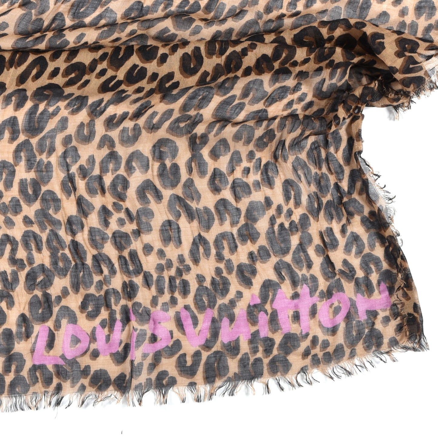 Cashmere Silk Leopard Etole Stole Marron