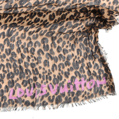 Louis Vuitton Cashmere Silk Leopard Etole Stole Marron 2 of 3